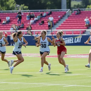 Bowling Green girls lacrosse team celebrating their regional championship win.