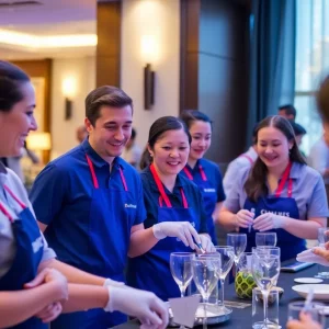 Participants competing in the Hospitality Olympics in Bowling Green.