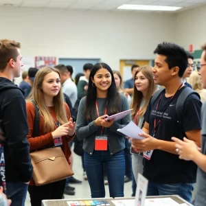 Students at a career fair exploring job opportunities