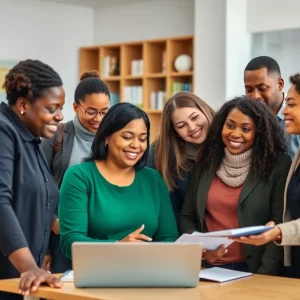 Teachers collaborating in a classroom