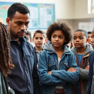 Community members discussing youth violence prevention and parental accountability.