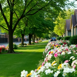 A peaceful community scene symbolizing remembrance.