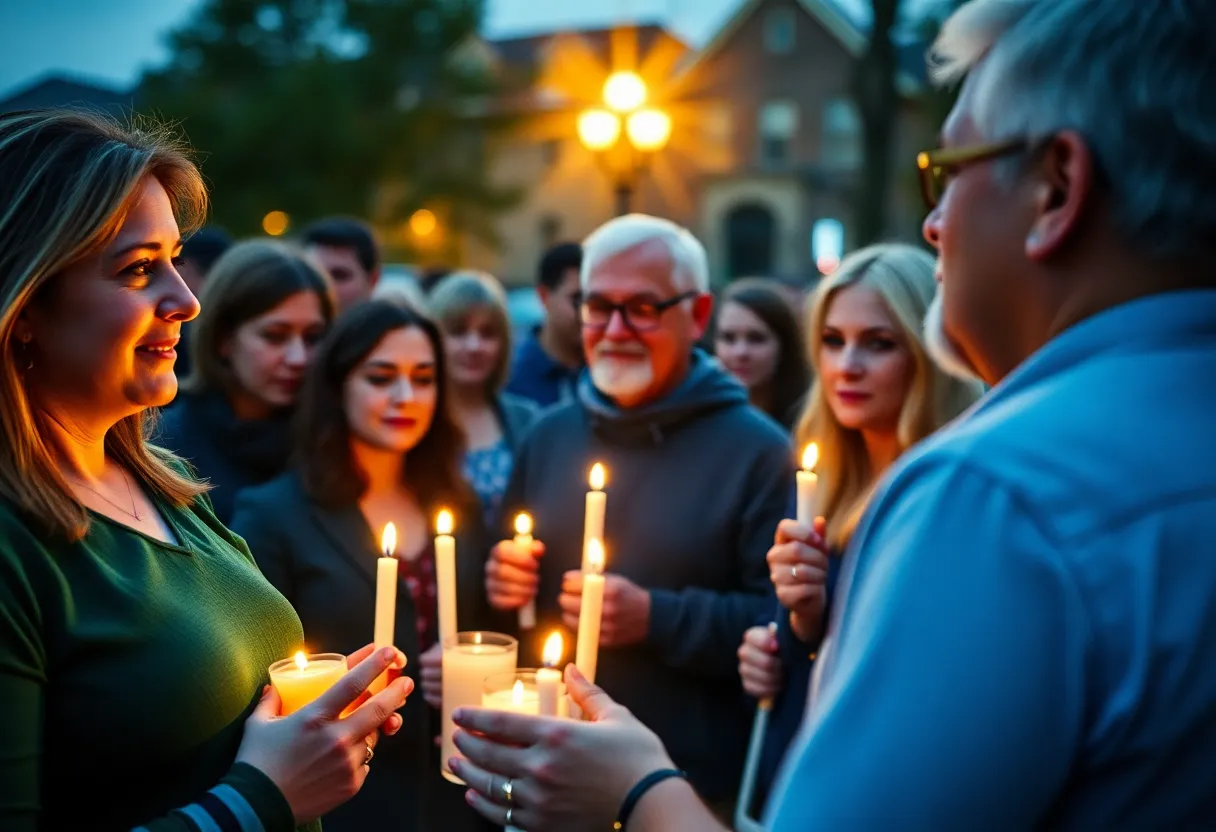 Community members gathered with candles for a vigil in honor of Temple Taylor Ward.