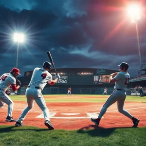 Players from FIU baseball team in action during Championship game.