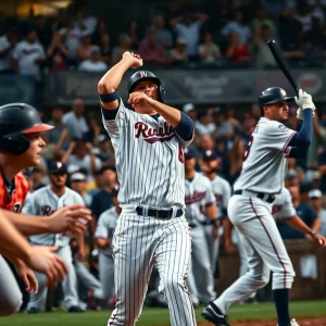 Players in action during a baseball game
