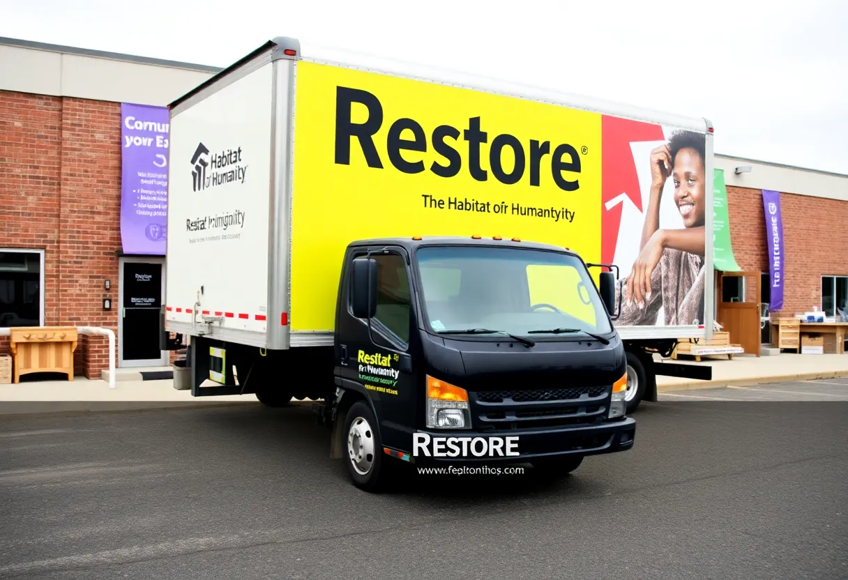 New box truck for Habitat for Humanity with banners in Bowling Green