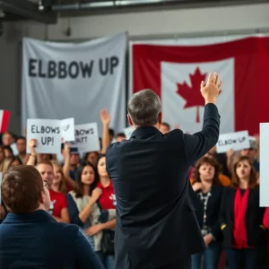 Crowd at a political rally in support of Canada's new Prime Minister