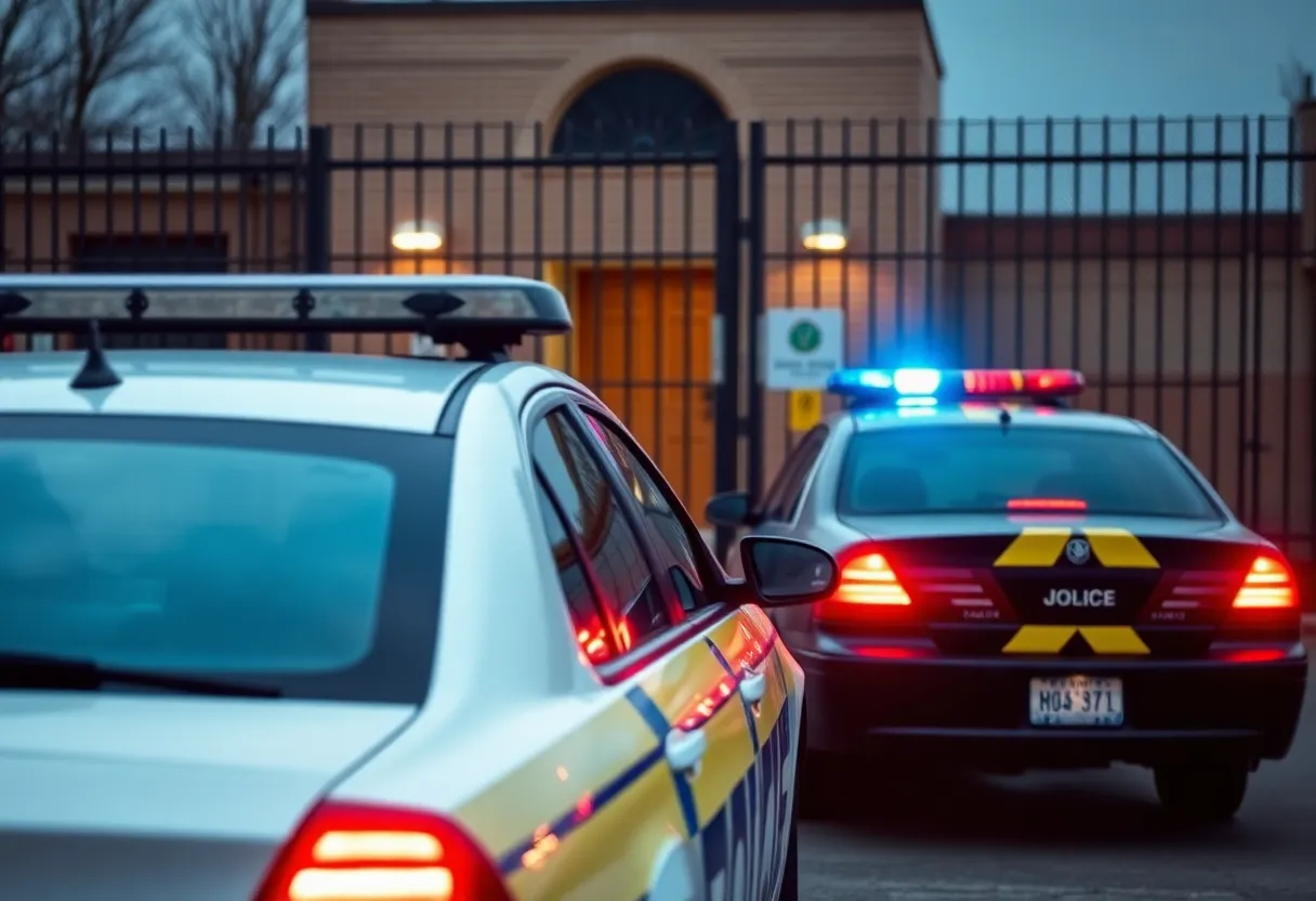 Law enforcement responding to an incident at a correctional facility