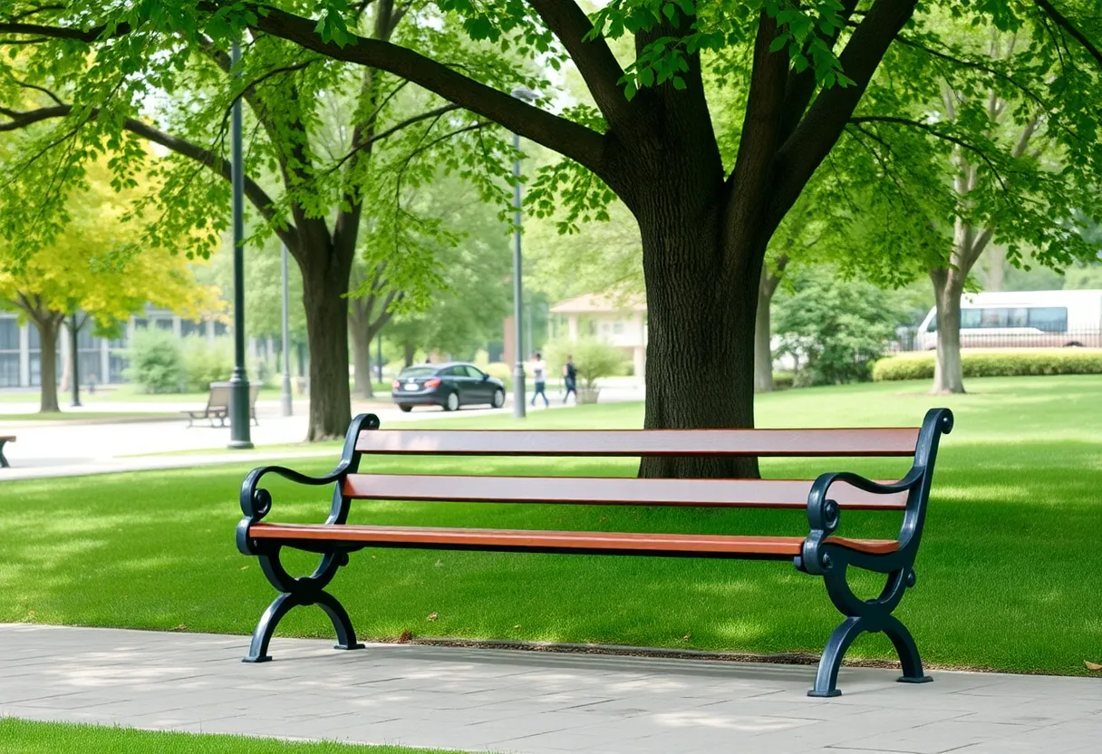 Park bench in a serene public park