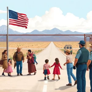Families crossing the U.S.-Mexico border