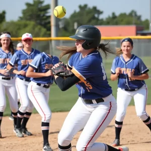 South Warren High School softball players competing on the field.