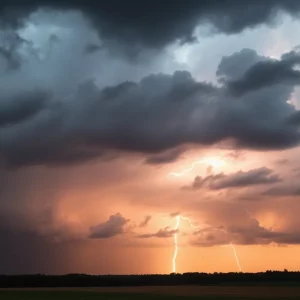 A stormy sky filled with dark clouds over Kentucky showcasing the impending severe weather.