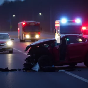 Scene of a tragic vehicle accident on KY-185 in Warren County
