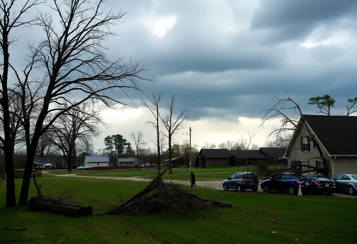 Devastated area in Washington County, Kentucky after tornado