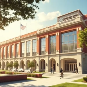 Rendering of the WKU Cherry Hall renovation showcasing modern design elements.