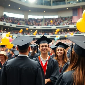 Graduates celebrating during WKU's 2025 Commencement ceremony