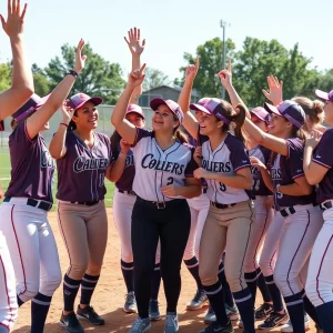WKU softball team celebrating after a game.