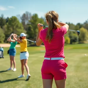 WKU women's golf team practicing on the course
