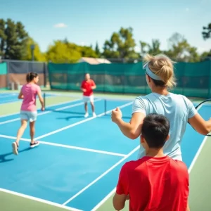 WKU Women's Tennis players practicing on the court