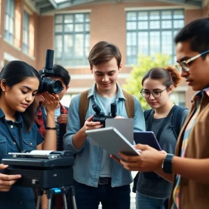 Students celebrating WKU's 100 years of journalism
