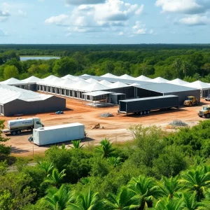 Construction site of the Alligator Alcatraz detention center in Florida