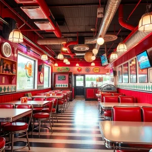 Interior view of the Atomic Kitchen with 1980s decor