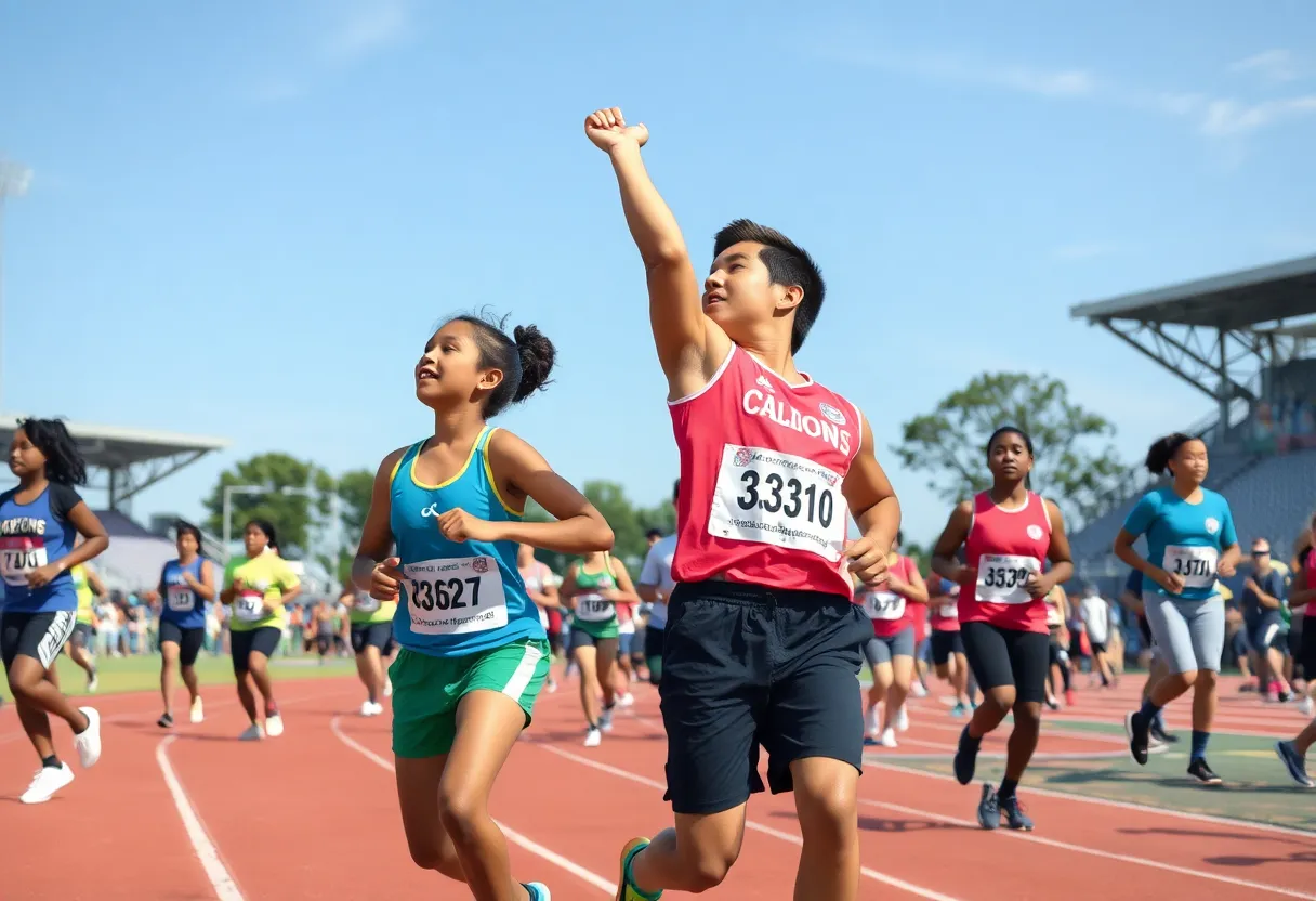 Athletes competing in track and field at the Special Olympics in Barren County