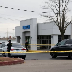 Police activity outside a car dealership in Bowling Green