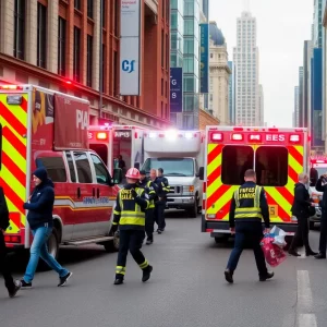 Emergency services personnel in Bowling Green assisting residents