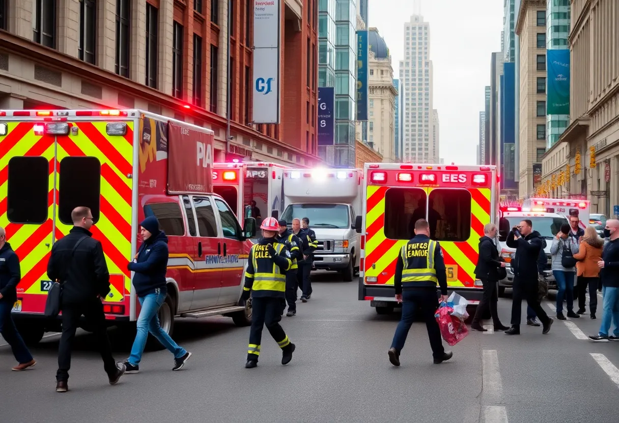 Emergency services personnel in Bowling Green assisting residents