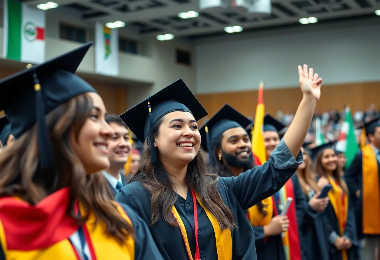 Group of immigrant graduates celebrating at a ceremony in Bowling Green
