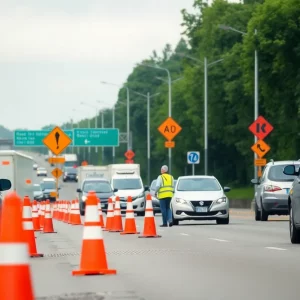 Ongoing highway construction in Bowling Green, Kentucky