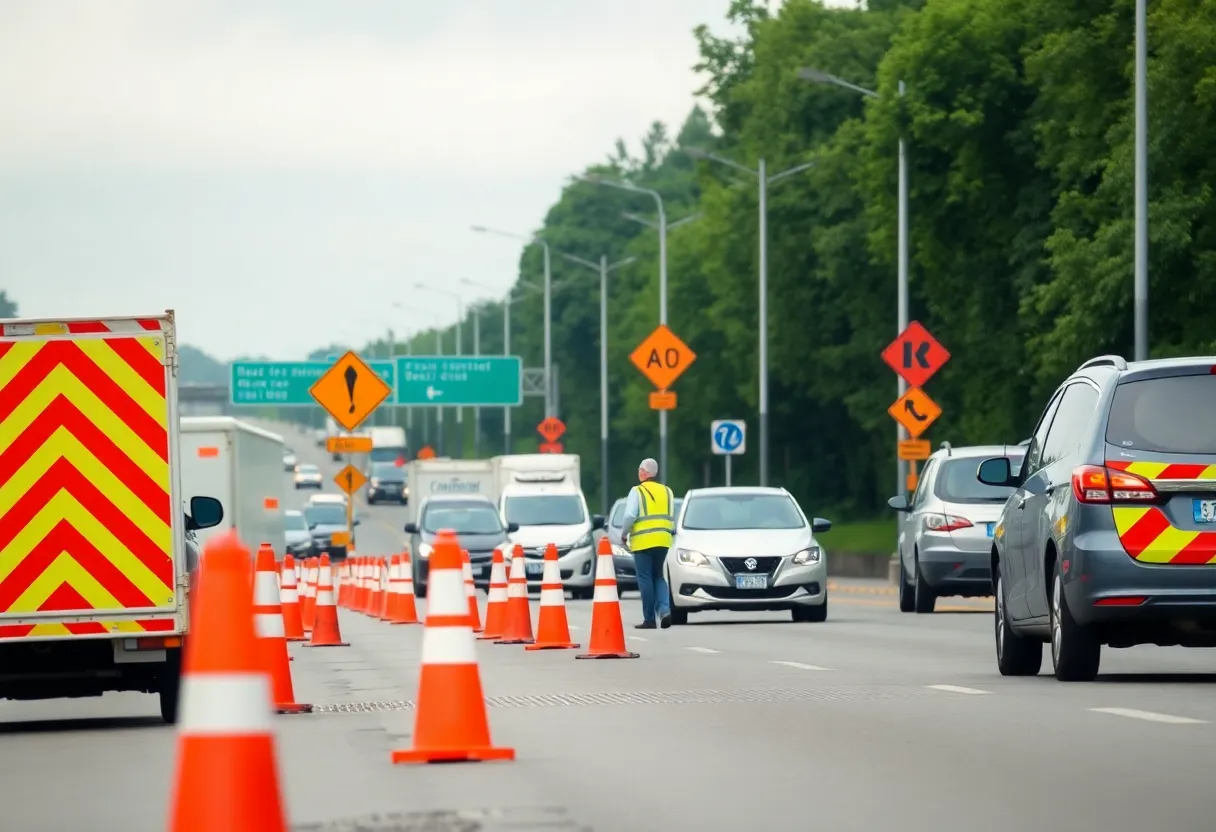 Ongoing highway construction in Bowling Green, Kentucky