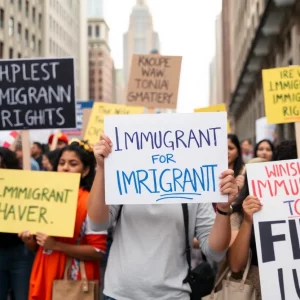 Group protesting for immigrant rights in Bowling Green