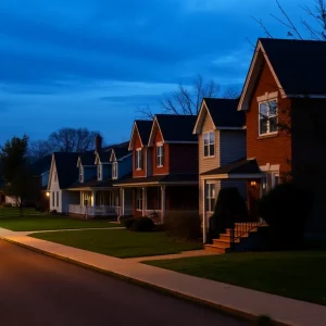 A peaceful Bowling Green neighborhood scene illustrating community concern about recent burglaries.