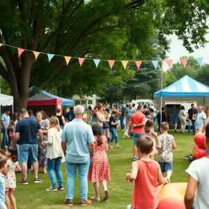 Families enjoying the Bowling Green Nostalgic Block Party.