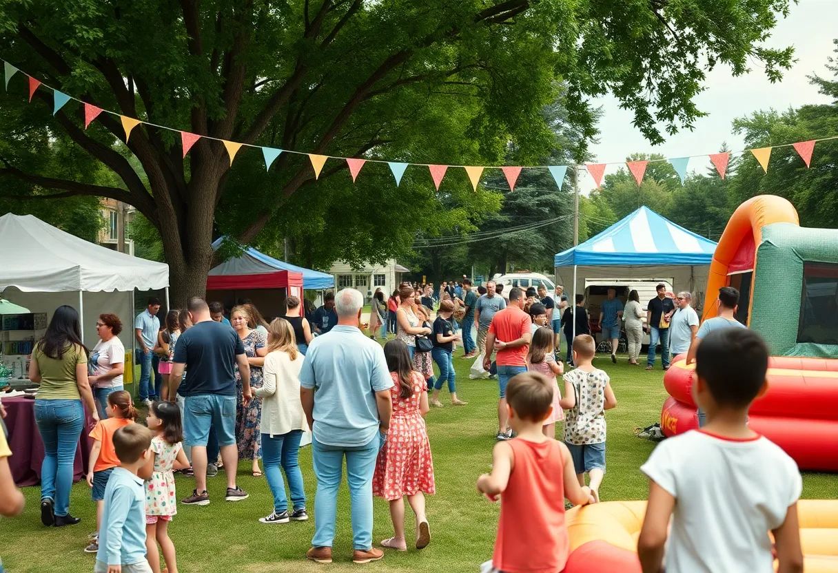 Families enjoying the Bowling Green Nostalgic Block Party.