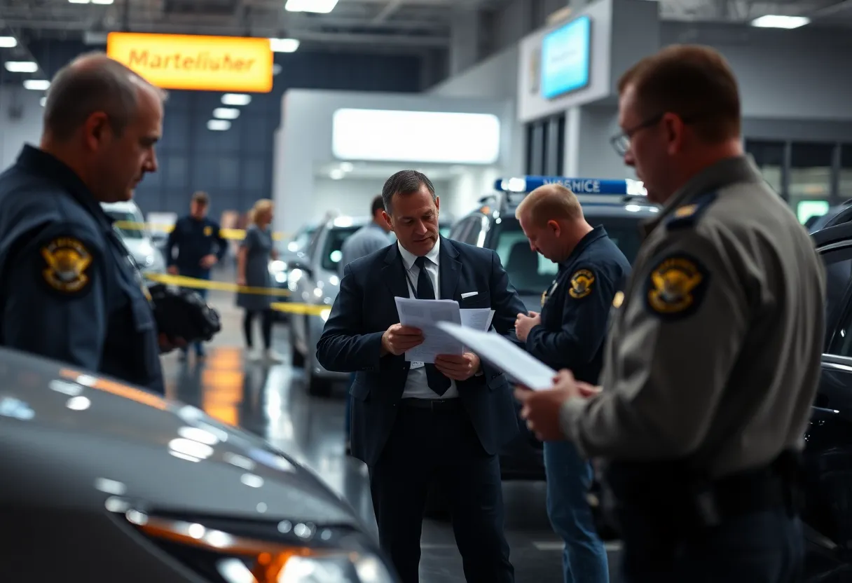 Police officers investigating a shooting at Martin Auto Mart in Bowling Green