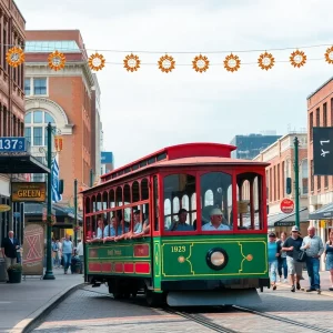 Bowling Green Trolley in downtown offering free rides