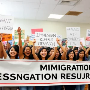 Community celebration for the release of a detained teenager highlighting immigration reform