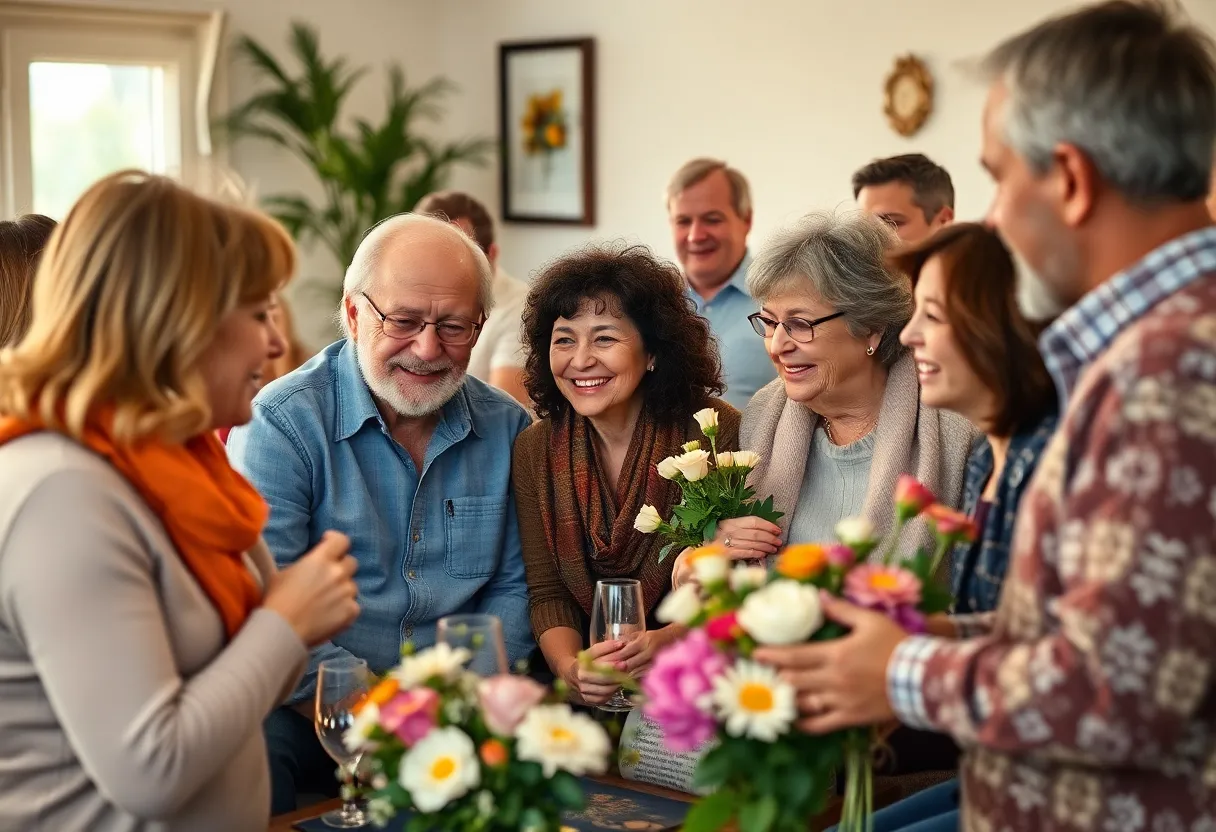 Friends and family gathering for a celebration of life in remembrance