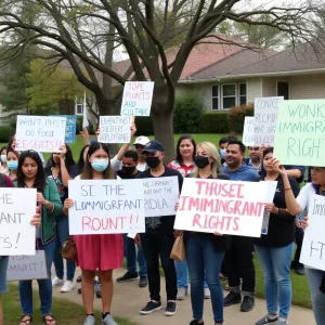 Protesters advocating for immigrant rights in Bowling Green
