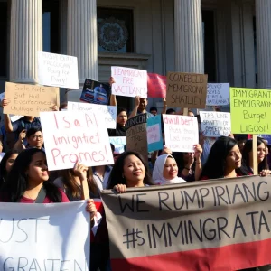 Activists protesting for the rights of detained immigrant youth.