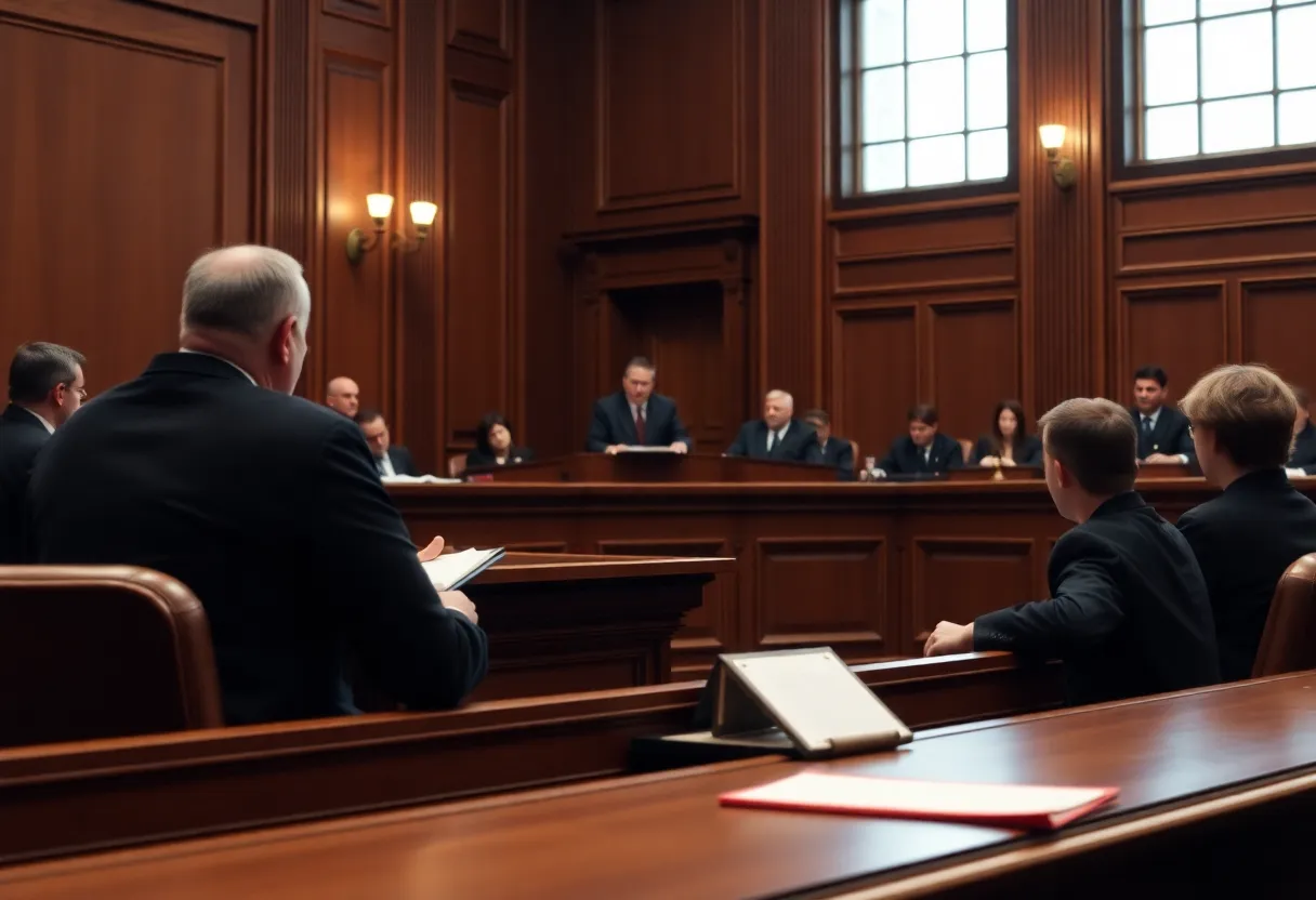 Court judges discussing the ruling on Ten Commandments in schools