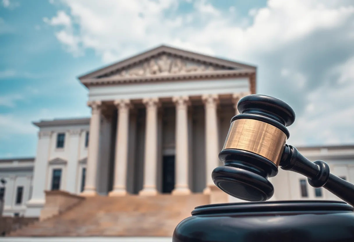 Courthouse representing justice in high-profile criminal case