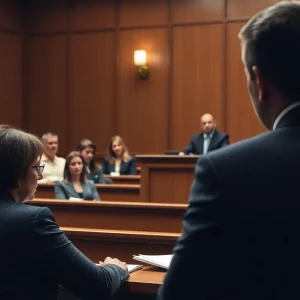 Courtroom scene depicting the trial related to Crystal Rogers' disappearance