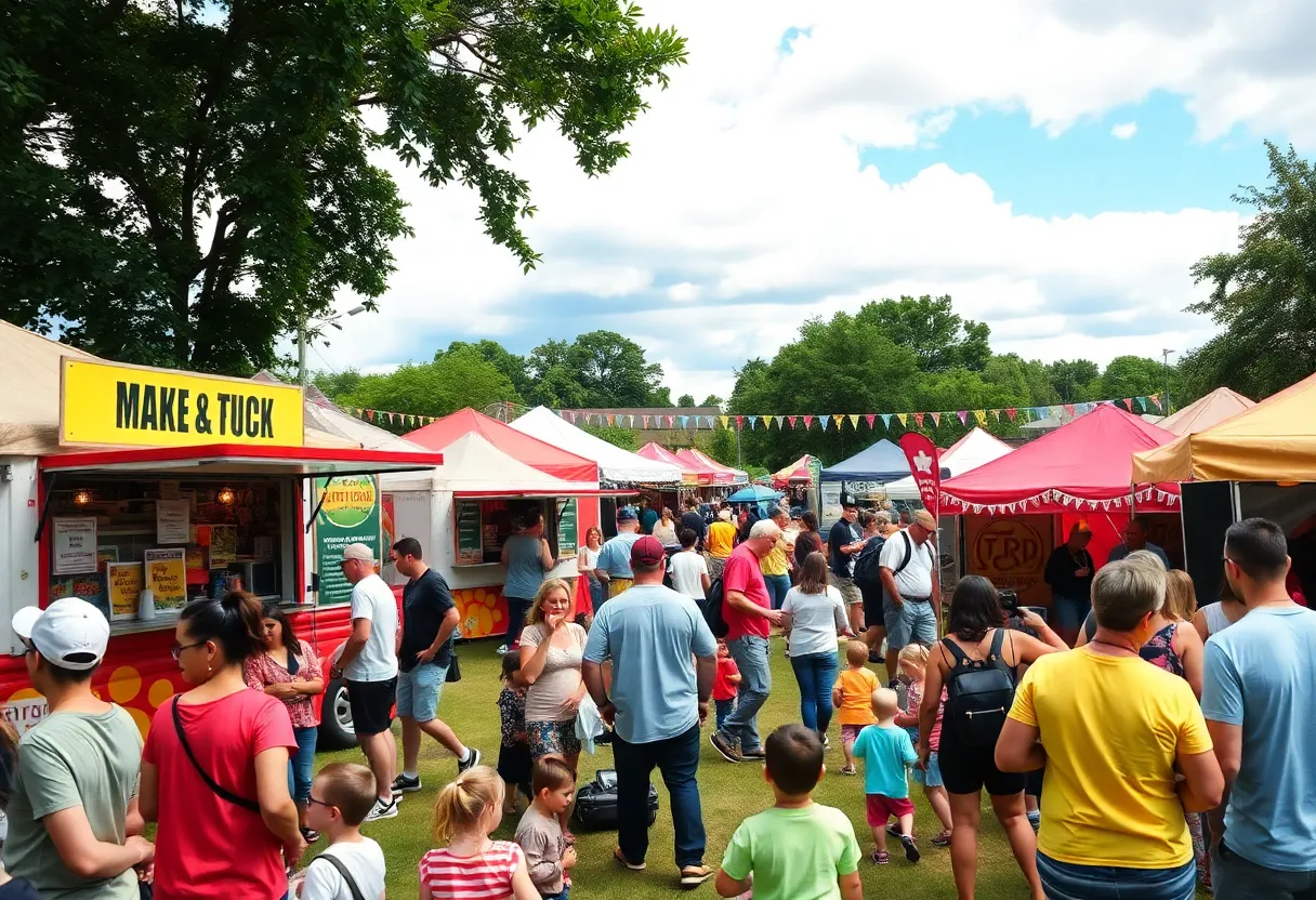 Festive atmosphere at Duncan Hines Days with music and food.