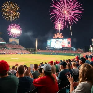 Fans enjoying a baseball game during Hot Dog Night at Bowling Green Ballpark