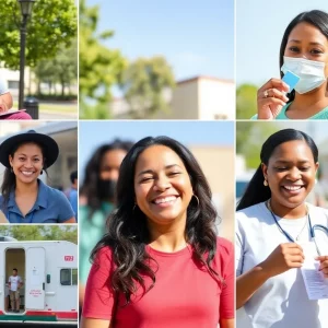 Community members participating in HIV testing at a health event