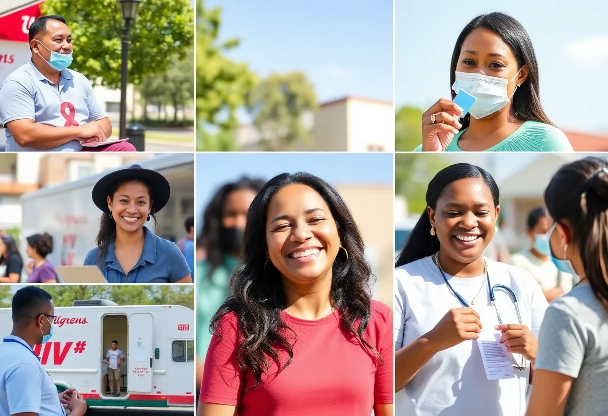 Community members participating in HIV testing at a health event
